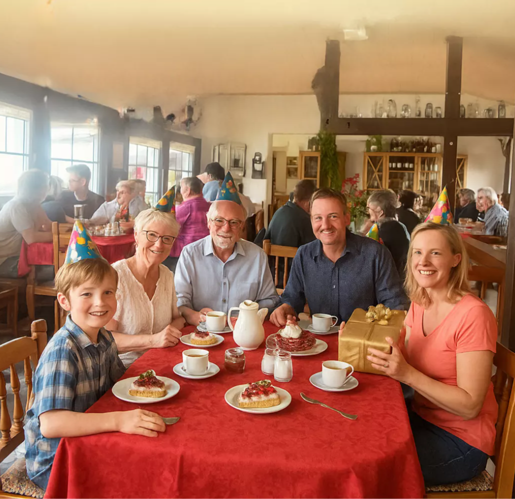 Familie am Tisch beim Geburtstag Familie am Tisch beim Geburtstag